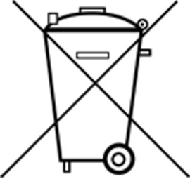 Symbol einer durchgestrichenen Mülltonne